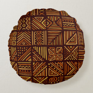 African clash seamless pattern in ethnic tribal st round cushion