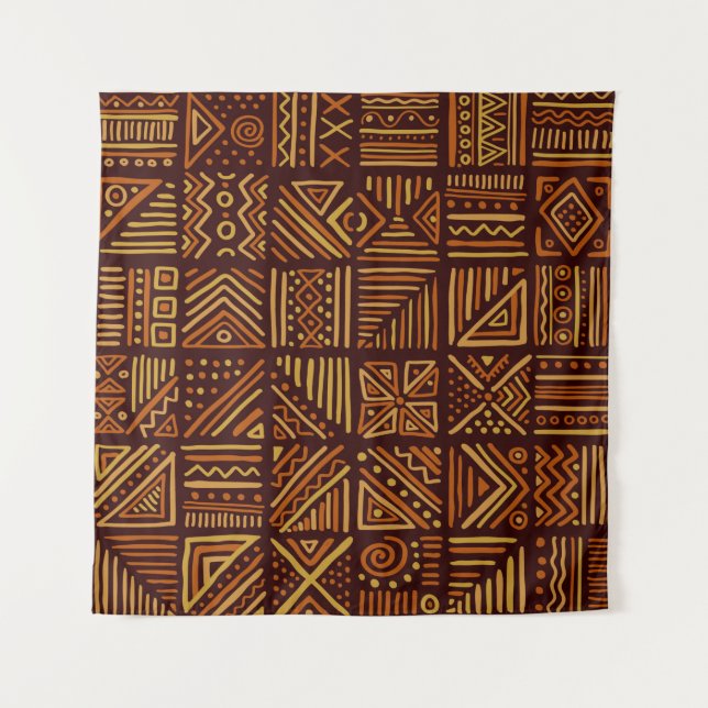 African clash seamless pattern in ethnic tribal st tapestry (Front)