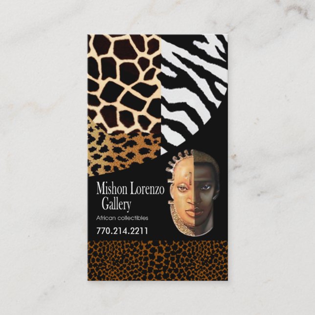 African Collectibles: Afrocentric African American Business Card (Front)