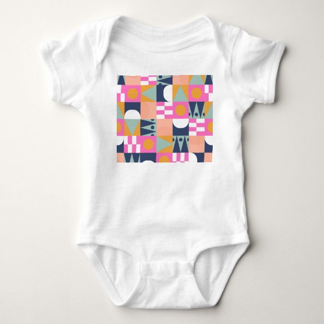 African colour block, geometric pattern. baby bodysuit (Front)