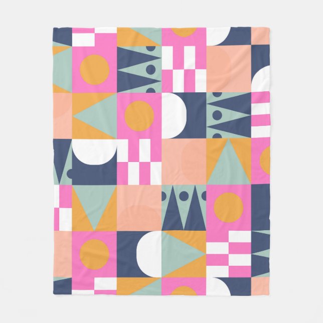 African colour block, geometric pattern. fleece blanket (Front)