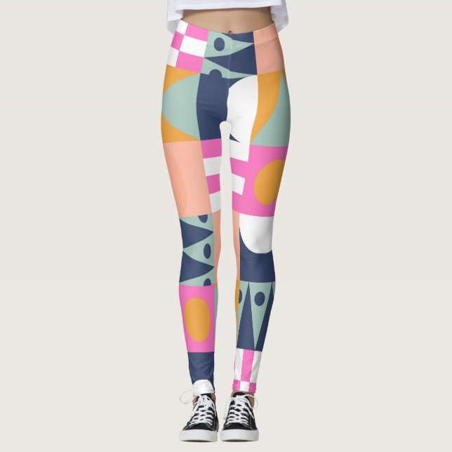 African colour block, geometric pattern. leggings (Front)