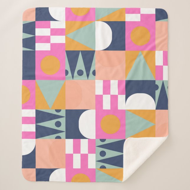 African colour block, geometric pattern. sherpa blanket (Front)