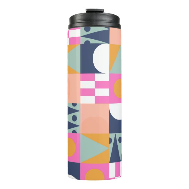 African colour block, geometric pattern. thermal tumbler (Front)