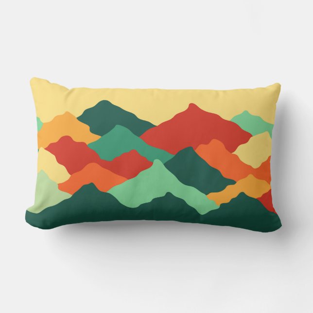African Colourful Mountains Abstract Nature Art Lumbar Cushion (Front)