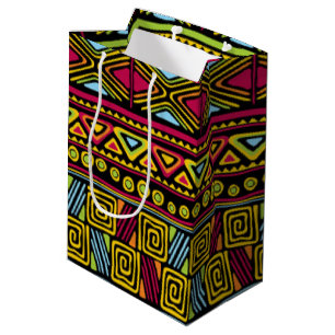 African Colourful Pattern Print Design Medium Gift Bag