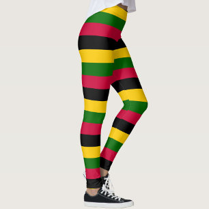 African Colours Stripes Pattern Design  Leggings