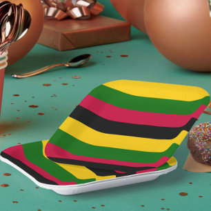 African Colours Stripes Pattern Design Paper Plate