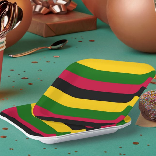 African Colours Stripes Pattern Design  Paper Plate (Creator Uploaded)
