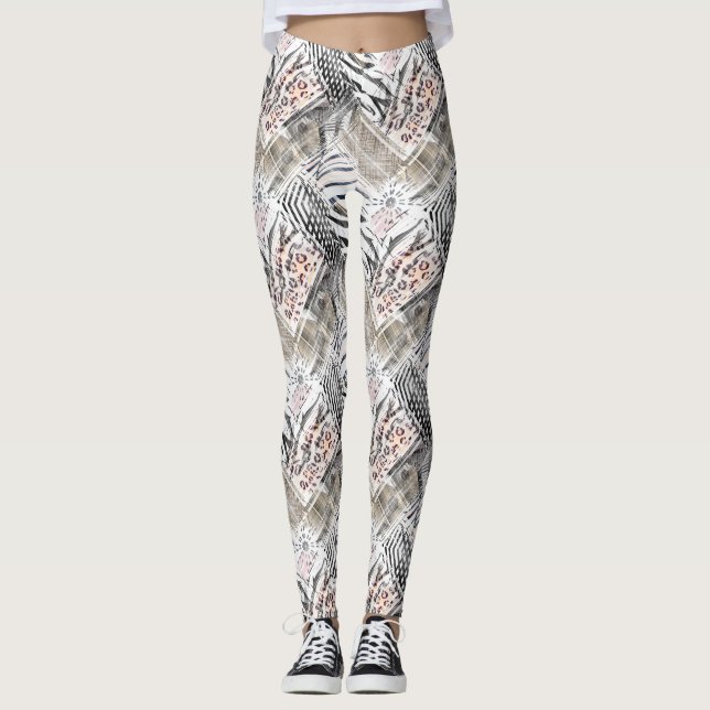 African, combined, leather, tiger, Jaguar, spotted Leggings (Front)