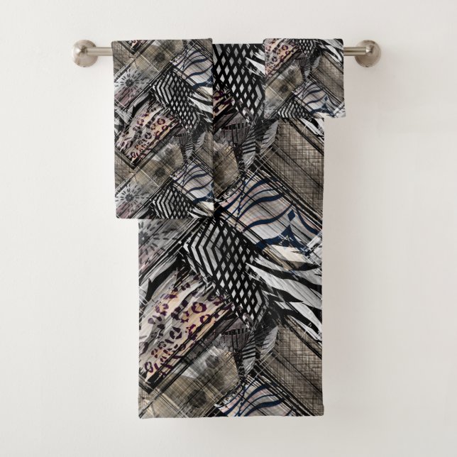 African, combo, skin, tiger, Jaguar, spotted, Bath Towel Set (Insitu)