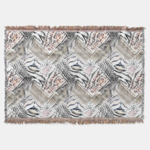 African, combo, skin, tiger, Jaguar, spotted, Throw Blanket