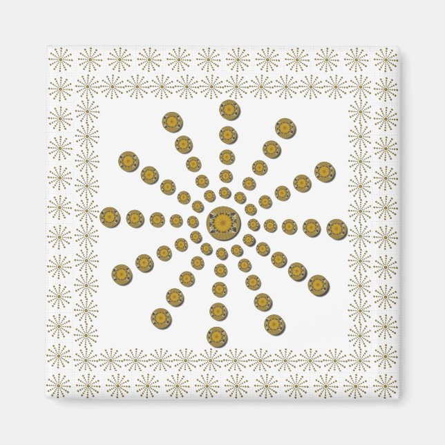 African Cool Sunflower Polka Dot Art Print Design Magnet (Front)