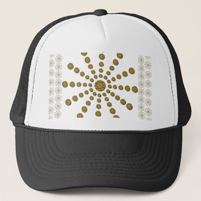 African Cool Sunflower Polka Dot Art Print Design Trucker Hat (Front)