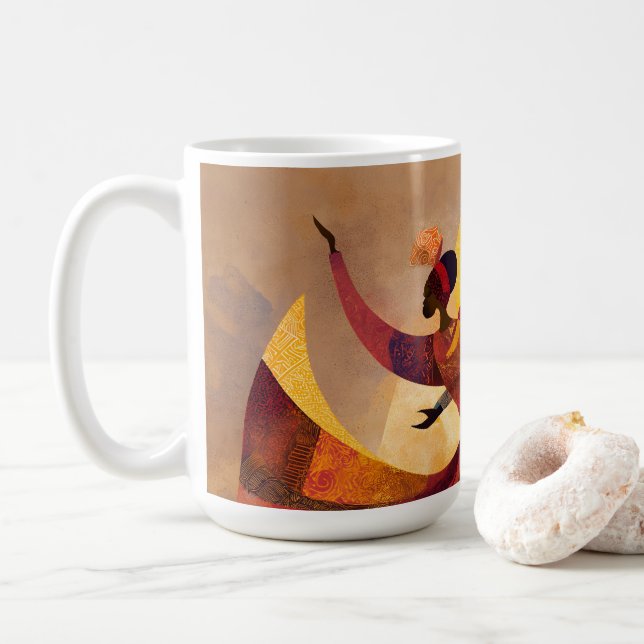 African Couple Dance Art Coffee Mug (With Donut)
