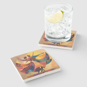 African Couple Dance Art Stone Coaster