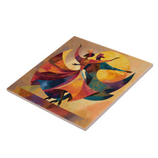 African Couple Dancing Art Print Ceramic Tile
