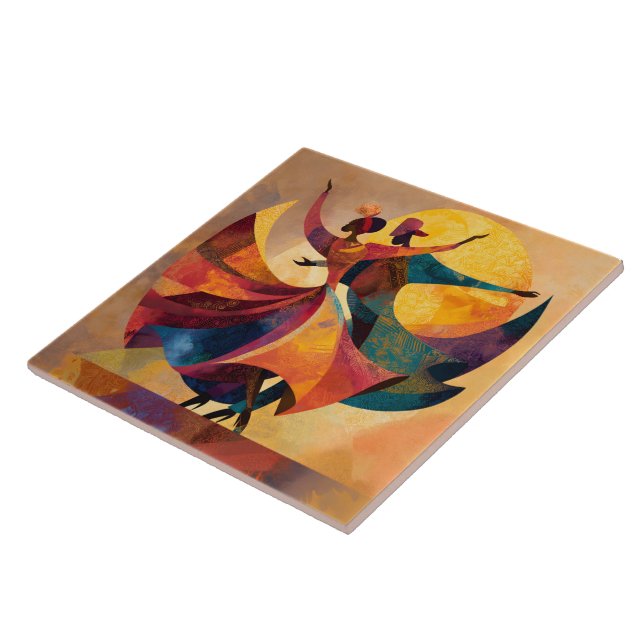 African Couple Dancing Art Print  Ceramic Tile (Side)