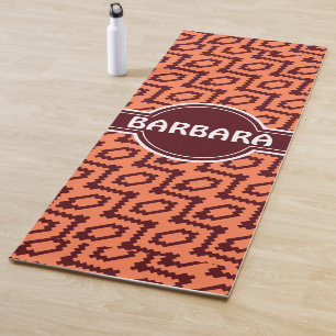 African Cream Chocolate Minimal Pattern Yoga Mat
