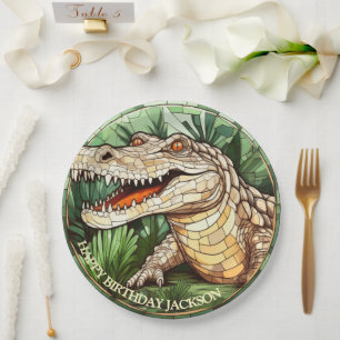 African Crocodile Birthday Paper Plate