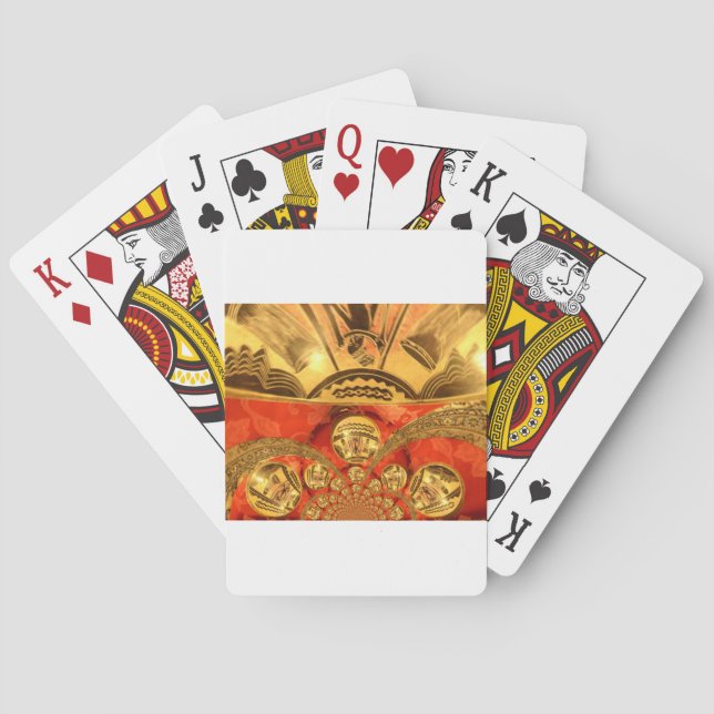 African Cultural Art: Rich Golden Red Design Playing Cards (Back)