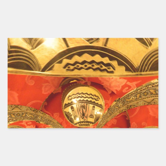 African Cultural Art: Rich Golden Red Design Rectangular Sticker (Front)