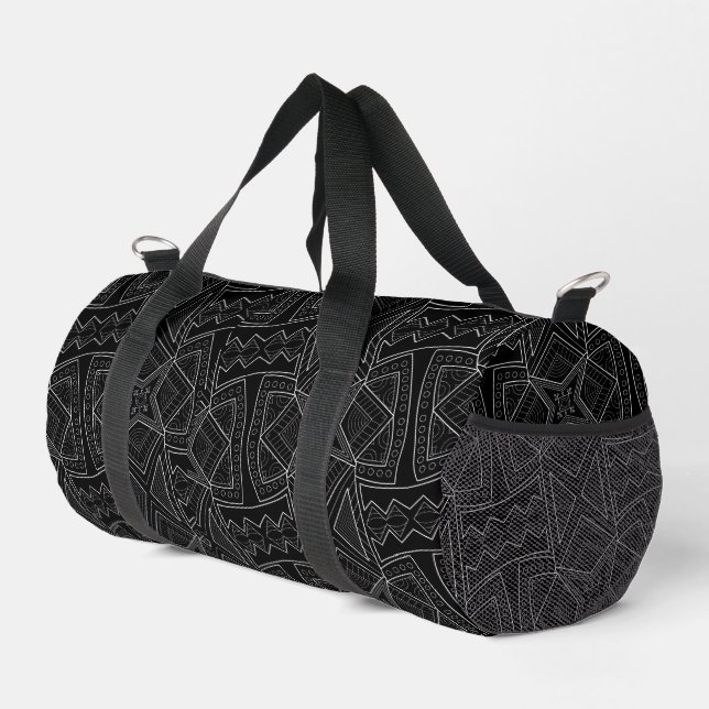 African Culture Black and White  Duffle Bag (Right Corner)