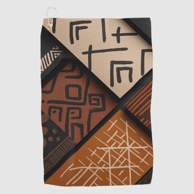 African culture designs on diagonal shapes golf towel (Front)