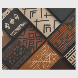 African culture designs on diagonal shapes wrapping paper