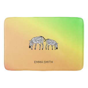 African Cute Happy Kenyan Zebras Bath Mat