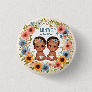 African Cute Twin Boys Baby Shower Auntie To Be 3 Cm Round Badge