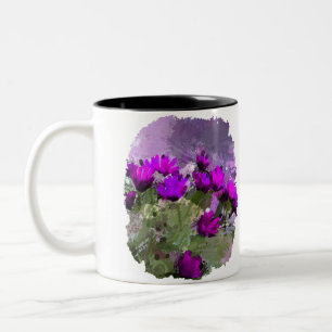 African Daisies With Wall Indigo Watercolor Two-Tone Coffee Mug
