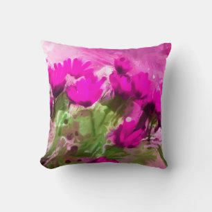 African Daisies With Wall Purple Watercolor Cushion