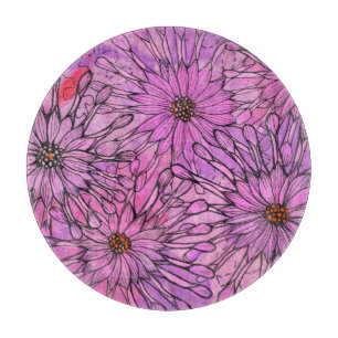 African Daisy Cape Daisies Pink Flowers Floral Art Cutting Board
