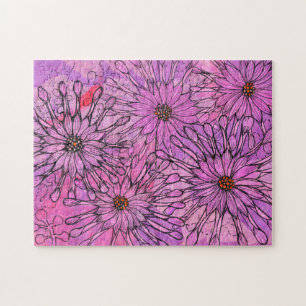 African Daisy Cape Daisies Pink Flowers Floral Art Jigsaw Puzzle