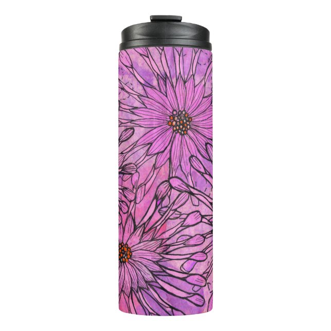 African Daisy Cape Daisies Pink Flowers Floral Art Thermal Tumbler (Front)
