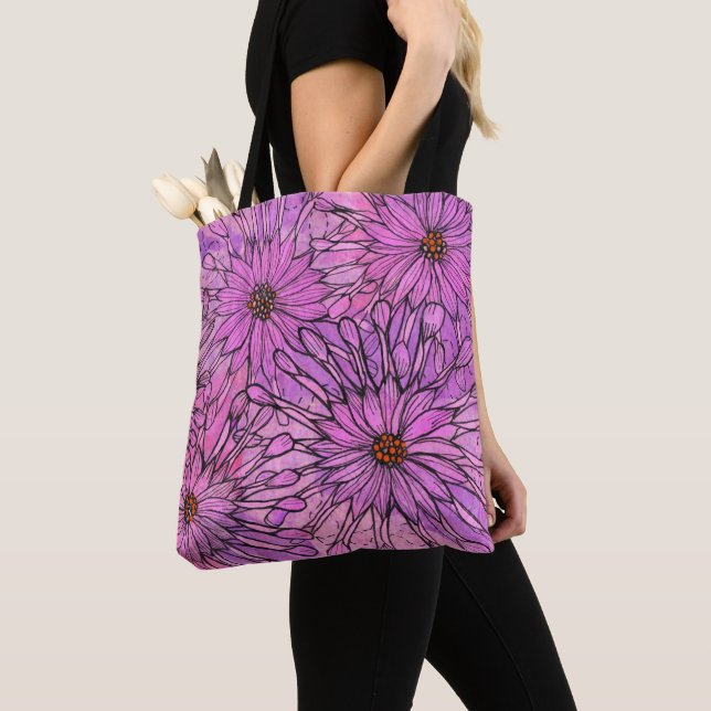 African Daisy Cape Daisies Pink Flowers Floral Art Tote Bag (Close Up)