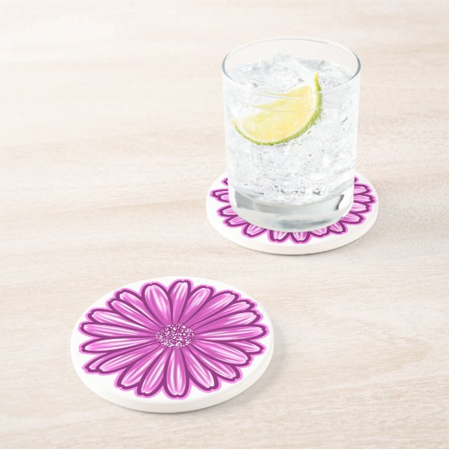 African Daisy Flower, Realistic Illustration Coaster (Side)
