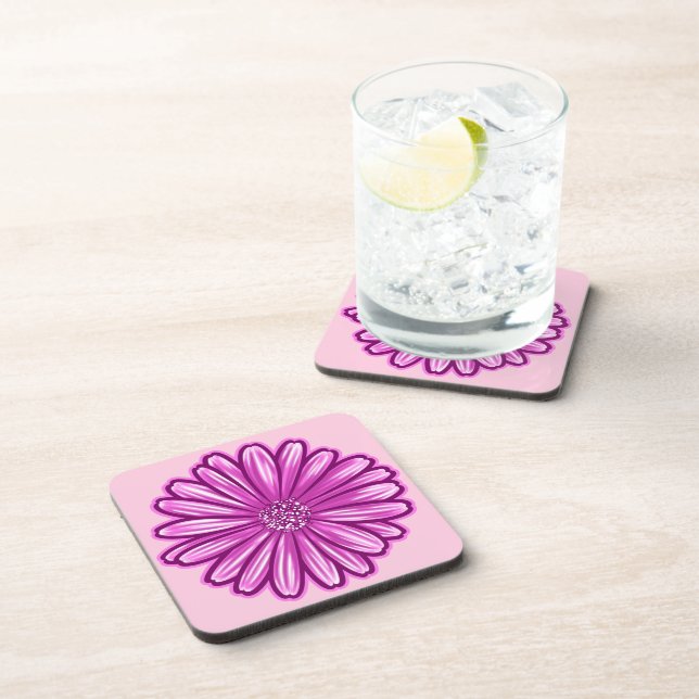African Daisy Flower, Realistic Illustration Coaster (Right Side)