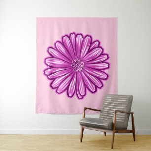 African Daisy Flower, Realistic Illustration Tapestry