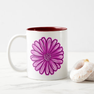 African Daisy Flower, Realistic Illustration Two-Tone Coffee Mug
