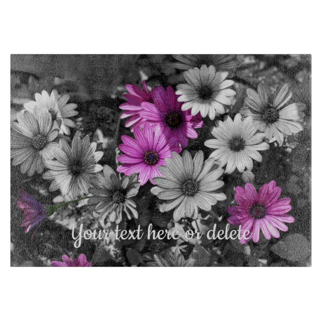 African Daisy Flowers Partial Colour Personalised Cutting Board (Front)