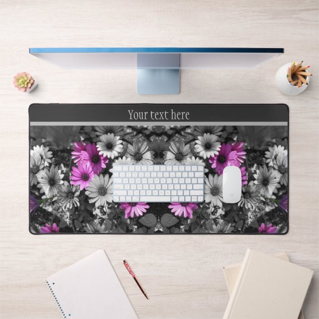 African Daisy Flowers Partial Colour Personalised Desk Mat (Office 1)