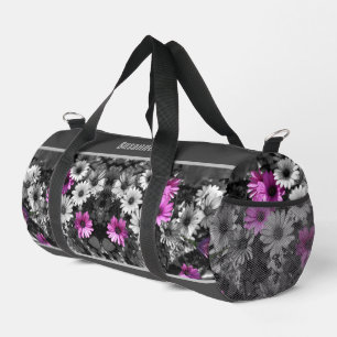 African Daisy Flowers Partial Personalised Duffle Bag
