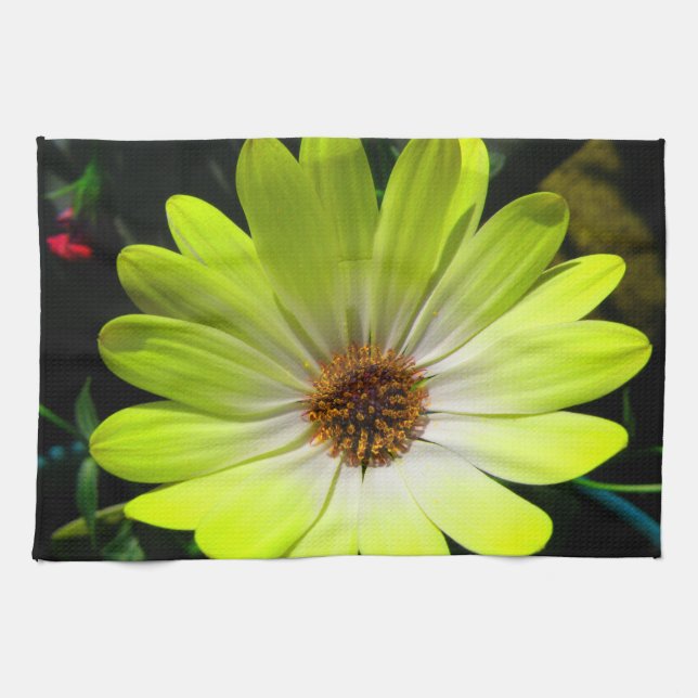 African Daisy Fluorescent Yellow Kitchen Towel (Horizontal)
