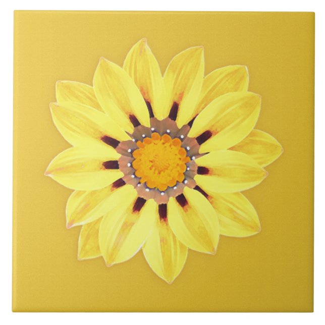 African Daisy / Gazania - Mustard Gold Ceramic Tile (Front)