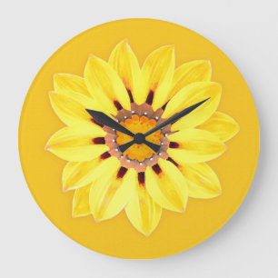 African Daisy / Gazania - Mustard Gold Large Clock