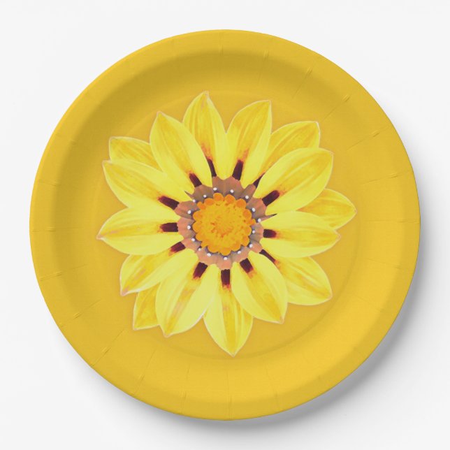 African Daisy / Gazania - Mustard Gold Paper Plate (Front)
