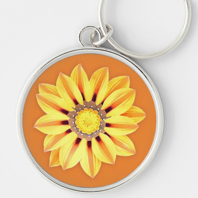 African Daisy / Gazania - Orange and Yellow Key Ring (Front)