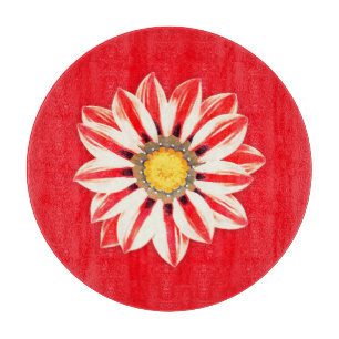 African Daisy / Gazania - Red and White Striped Cutting Board
